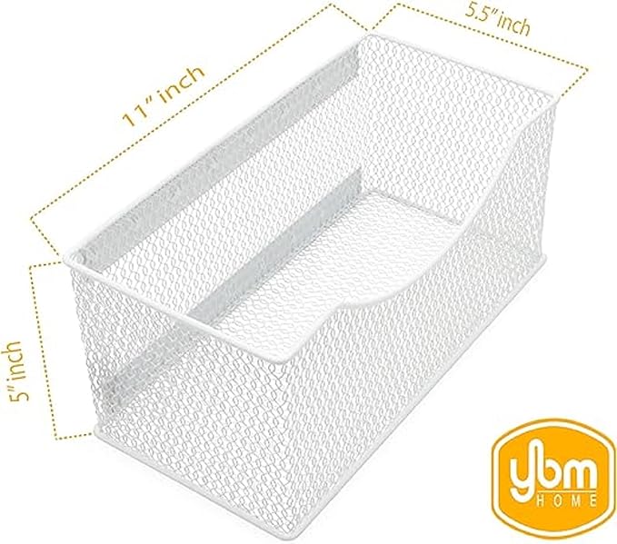 YBM HOME Mesh Magnetic Storage Basket Organizer with Extra Strong Magnets Holds Your Whiteboard and Locker Accessories, Perfect as Marker and Pencil Holder for Office, (1, Large) White