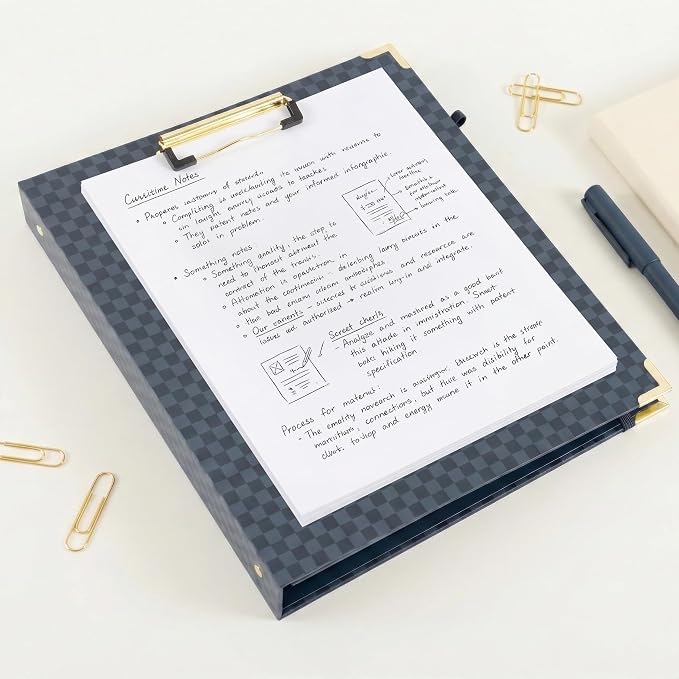 Aesthetic Clipboard Binder with Dividers - Document Organizer and Clipboard Folder for Work - Sturdy 3 Ring Binder & Planner Folio for Streamlined School Projects, Notes and Daily Office Productivity