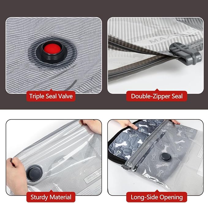 Travel Vacuum Bags for Clothes with Wireless Pump, 15 Pack Vacuum Seal Bags in 3 Combo Sizes, Space Saver Bags for Blankets and Luggage, Compression Packing Bags for Closet