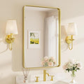 TETOTE Brushed Gold Bathroom Mirror, 24 x 36 Inch Metal Framed Mirror, Brushed Brass Rectangle Wall Mounted Golden Vanity Mirror (Horizontal/Vertical)