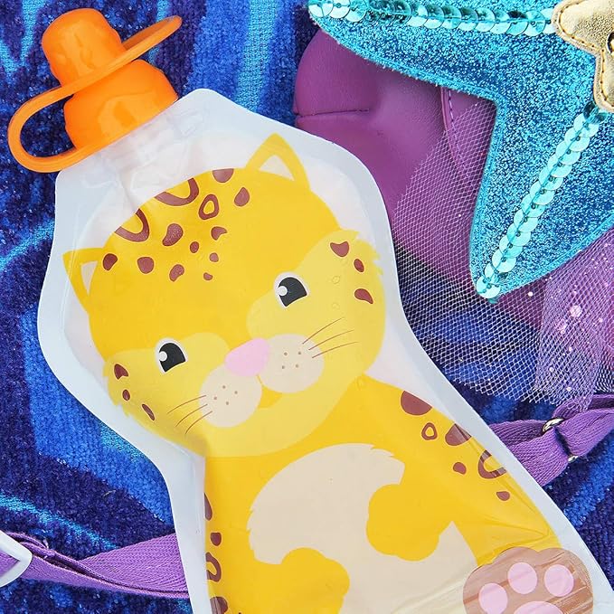 ChooMee SoftSip Food Pouch Top | Baby Led Weaning | No Spill Flow Control Valve, Protects Childs Mouth, 100% Silicone, BPA Free | Four Colors, 4 CT