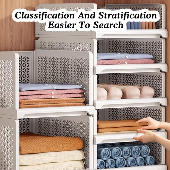 2-layer Pull Out Storage Basket,Stackable Storage Bins,Wardrobe Organizer,5kg Weight Capacity,for Kitchen Pantry Bathroom Cabinets(44x24.5x34cm)