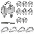8Pcs 3/16 inch Stainless Steel Wire Rope Cable Clamp,M5 Wire Rope Clamp with Thimble for Various Commercial, Industrial, and Residential Projects