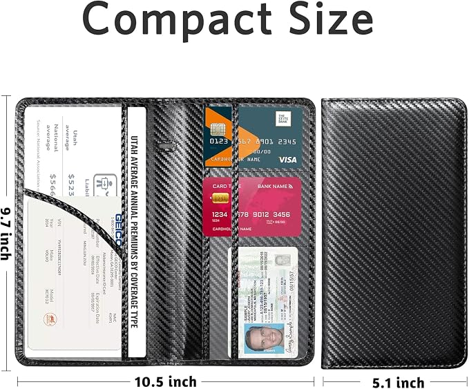 CoBak Car Registration and Insurance Holder | Vehicle Glove Box Organizer, Auto Truck Compartment Document Case with Magnetic Closure for Insurance & Driver License