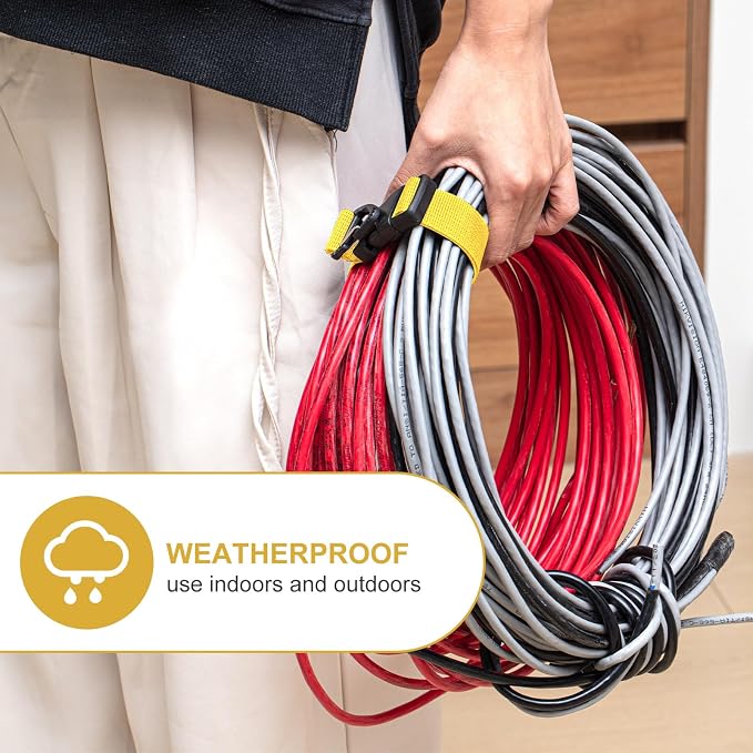 6 Pack 17 Inch Adjustable Extension Cord Holder Organizer with Triangle Clips for Garage Organization and Storage Heavy Duty Extension Cord Hanger for Men Workshop (Yellow)