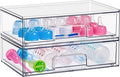 Sorbus Wide Stackable Acrylic Storage Drawers, 2 Pack Clear Plastic Organizer Bins for Baby Bottles, Makeup, Bathroom, Vanity & Countertop Organization, Pull-Out Drawer Design for Cabinets & Pantry