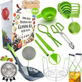 Supa Ant Complete Canning Starter Kit – 10pc Food-Grade Steel Set with XL Ladle, 6 Measuring Cups, Jar Lifter, Wide Mouth Funnel, Canning Rack (7-Jar Capacity) & 90 Labels – Beginner-Friendly, Green