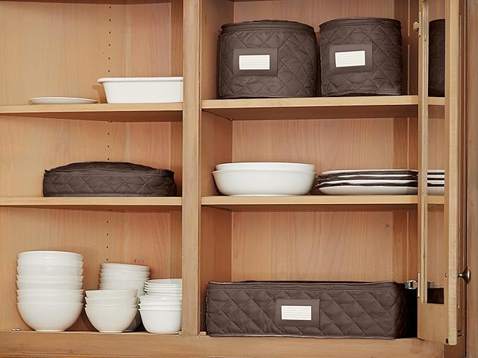 Covermates Keepsakes Quilted Dish Dividers – Set of Padded Plate Protectors for China & Dinnerware Storage, Scratch Protection, Machine Washable, Bronze