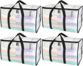 BALEINE 4-Pack Oversized Moving Bags with Reinforced Handles, Heavy-Duty Storage Tote for Clothes, Moving Supplies (Clear, 4-Pack)
