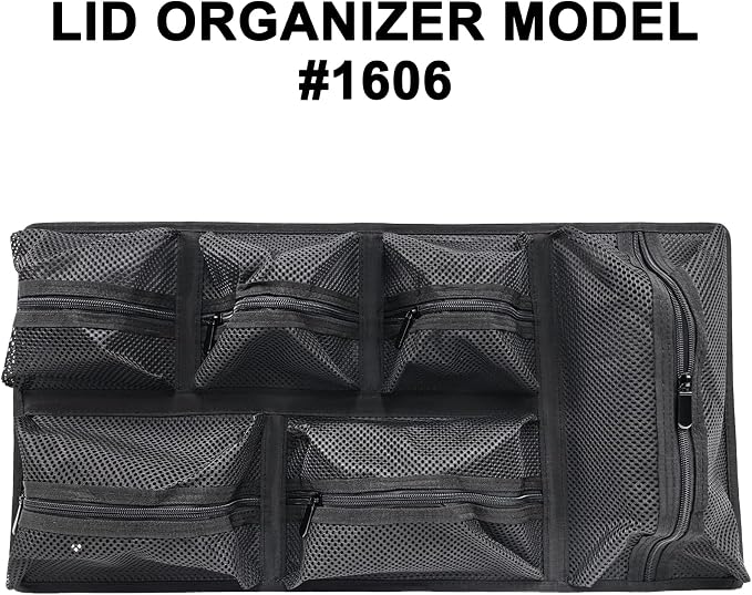LAFENLIN UPGRADED Lid Organizer for Pelican 1606 Case, 6 Thick Mesh Pockets Storage Organizer, Fits Camera Cases, Diving Dry Boxes, Hard Cases & Toolboxes, Includes Screws & Hook and Loop, Durable
