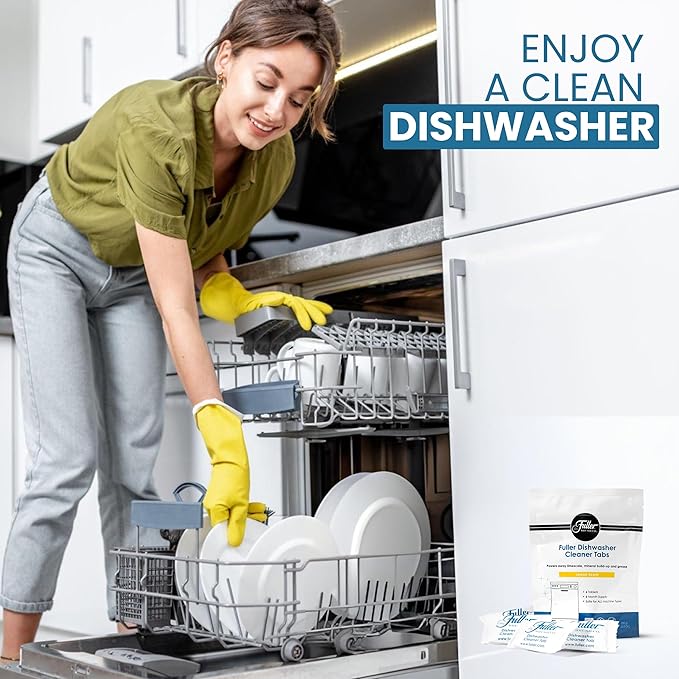Fuller Dishwasher Cleaner Tabs – Lemon Scent – Eliminates Limescale, Grease & Odors – Septic Safe, Compatible with All Dishwasher Types – (Pack of 2)