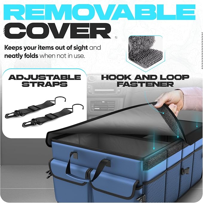 FORTEM Trunk Organizer For SUV Car Trunk Organizer, Foldable Storage, Car Accessories for Women Men, Collapsible Bag, 600D Oxford, Non Slip Bottom, Straps, Soft Cover (50L)