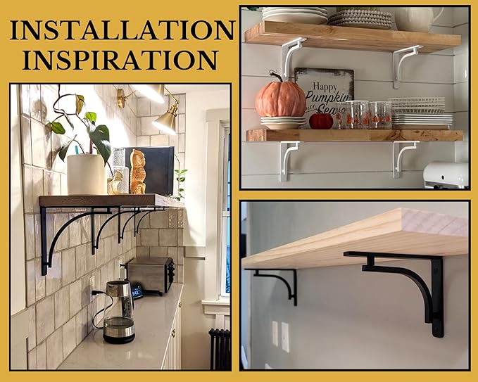 Classic Black Heavy Duty Shelf Brackets 10 inch by Balin Designs– L Bracket, Wall Mounted Support, Extra Wide Bracket, Decorative Shelf Brackets, Fireplace Mantel with Hardware Included, Set of 2