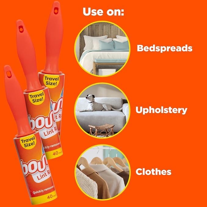 Bounce Travel Lint Rollers, 3 Pack, Quickly Removes Lint and Debris, 120 Pre-Cut Sheets Total