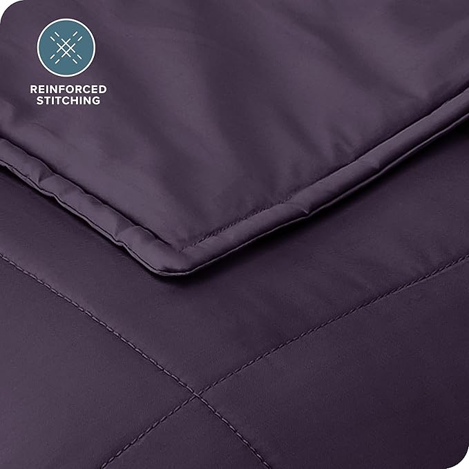Bare Home Weighted Blanket Twin or Full Size 7lb (40" x 60") - All-Natural 100% Cotton - Premium Heavy Blanket Nontoxic Glass Beads (Eggplant, 40"x60")