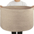 OIAHOMY 90L Extra Large Blanket Basket - Decorative Cotton Rope Storage Basket for Bedroom, Living Room & Nursery - Woven Laundry Hamper for Organizing Blankets, Clothes & Toys - Brown