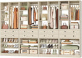 Besiost Closet System, 111"/9.3 FT Closet Organizer System with 8 Drawers and Shelves, Can Fit 120"/10FT Walk-in Closets Systems, Free Standing Reach in Closet Tower, Load 2400+LBS, Greige 4 Pack