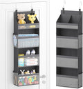 Lifewit 4 Tier Over the Door Diaper Organizer for Nursery, Large Heavy Duty Hanging Storage with 4 Mesh Side Pockets, Sturdy Back of Door Shelf for Baby Stuff Toy in Pantry, Laundry, Bathroom, Gray