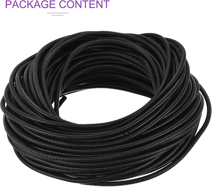 DMiotech 200ft Wire Loom Split Tubing 1/4 Inch(6.5 Mm) ID, Cord Protectors from Pet Flexible Conduit Cable Management for Office, Home, Garden, Black