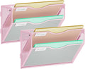 Marbrasse Wall File Holder 2-Tier Hanging Wall File Organizer, Mesh Mail Holder for Papers, Wall Mount File Clipboard & Magazine Organizer Great for Office Home - 2P(Pink)