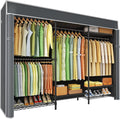 Ulif E13C Heavy Duty Closet Organizer System，Freestanding Clothing Racks for Hanging Clothes，Adjustable Garment Rack 63" W x 16" D x 77" H Hold 960 lbs，Black Clothing Rack with Grey Dustproof Cover