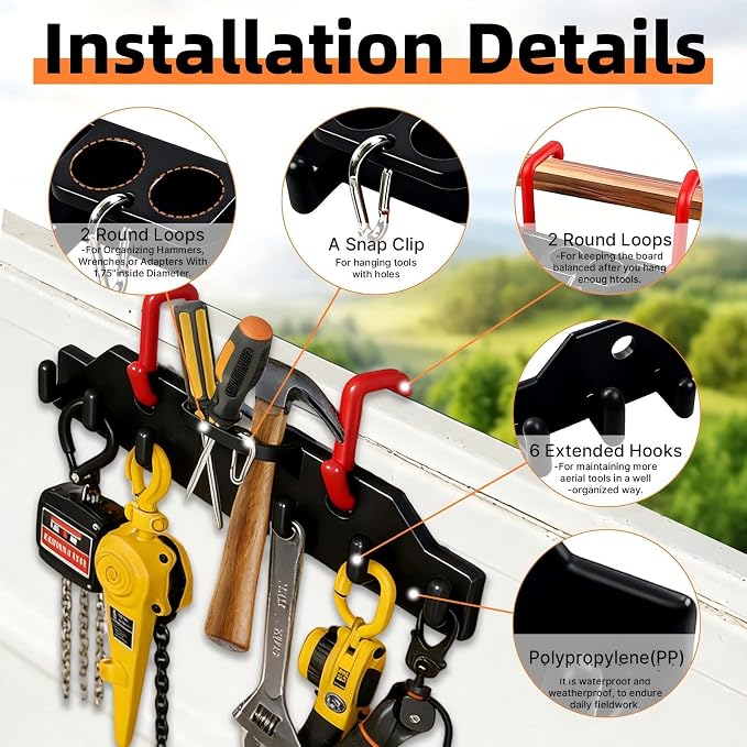 Lineman Tool Board, Line Work Bucket Accessories with 2PCS 3" and2 PCS 2" Aerial Bucket Hooks, Truck Hook Organizer for Heavy Duty Trucks Tool and Lineman