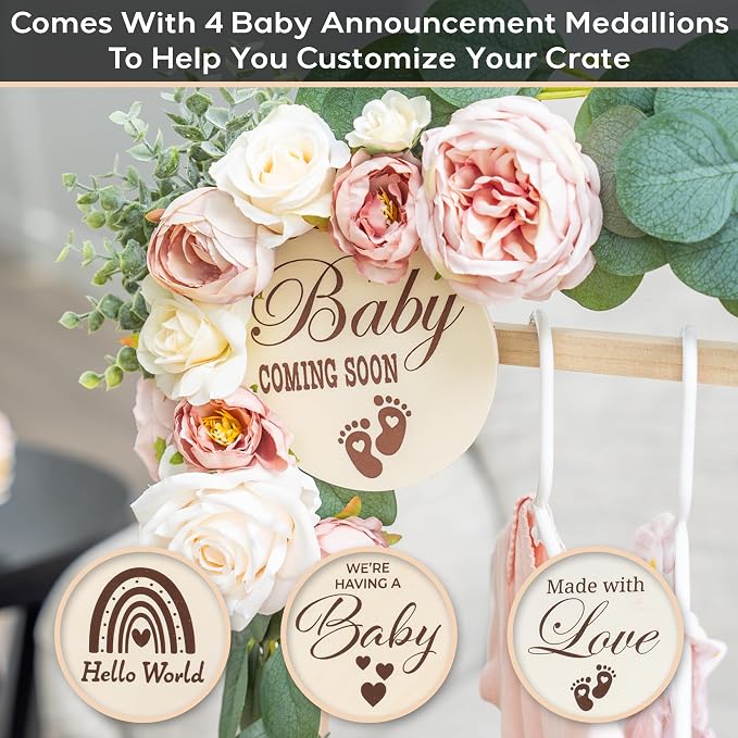Wooden Baby Shower Crate Closet, Personalized Baby Shower Basket, Natural