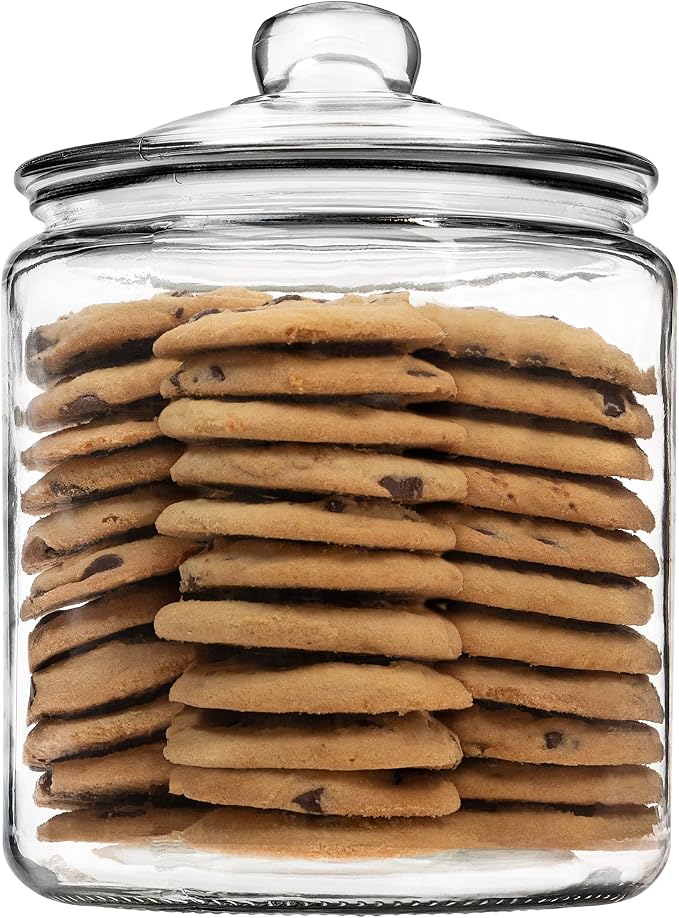 kitchentoolz 1 Gallon Glass Cookie Jar with Lid & Candy Jar | Glass Jars | Large Glass Jar with Lid | Gallon Glass Cookie Jars with Lids Airtight Food Storage Container & Apothecary Jars | Big Jar