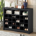 Flieks 24-Cube Organizer Shoe Storage Cabinet, Stylish Design Shoe Cabinet with Multiple Storage Capacity, Free Standing Cabinet with Curved Base for Entryway, Living Room, Hallway, Black
