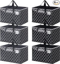 Extra Large Moving Bags, Heavy-Duty Storage Totes with Zipper Top and Sturdy Handles, Moving Supplies for Space Saving and Packing, Collapsible Storage Bags, Black & Gray, 125L, 6-Pack