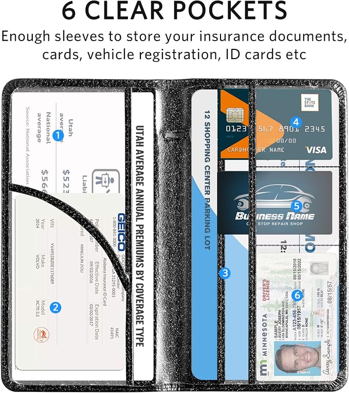 CoBak Car Registration and Insurance Holder | Vehicle Glove Box Organizer, Auto Truck Compartment Document Case with Magnetic Closure for Insurance & Driver License