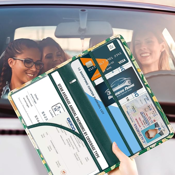 CoBak Car Registration and Insurance Holder | Vehicle Glove Box Organizer, Auto Truck Compartment Document Case with Magnetic Closure for Insurance & Driver License
