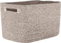 Storage Baskets for Organizing, 14 x 10 x 9” Closet Shelf Woven Baskets, Square Bins with Handles, Cotton Rope Basket for Clothes, Office, Room, Brown 1 Pack
