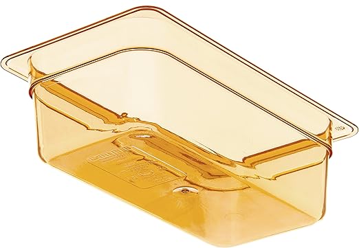 Carlisle FoodService Products 3086113 StorPlus High Heat Food Pan, 4" Deep, Third Size, Amber (Pack of 2)