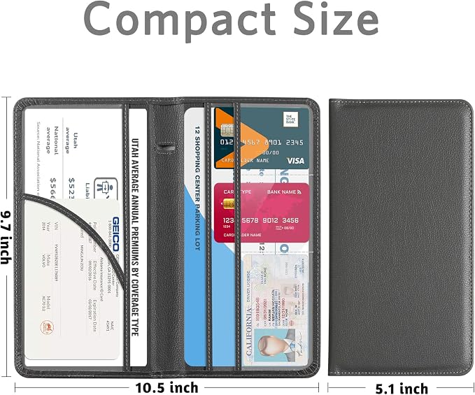 CoBak Car Registration and Insurance Holder | Vehicle Glove Box Organizer, Auto Truck Compartment Document Case with Magnetic Closure for Insurance & Driver License