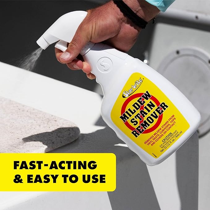 STAR BRITE Professional-Grade Mildew & Mold Stain Remover + Cleaner - Instant Contact Stain Removal, Ideal for Marine & Outdoor Upholstery