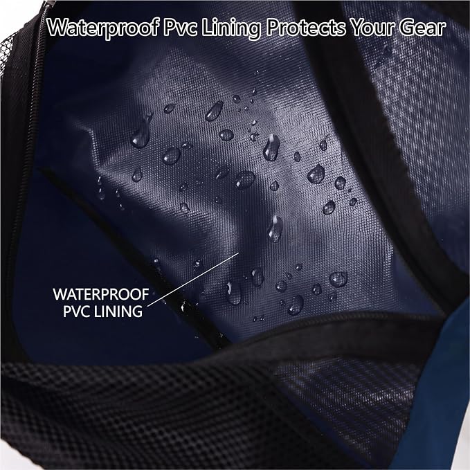 Golf Shoe Bag with Full Top Mesh Ventilation, Zippered Sports Shoe Carrier for Travel, Fits up to Size 13 Men Women (Navy)