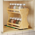 BAMEOS Pull Out Spice Rack Organizer for Cabinet, Bamboo Wide 4.2" Slide Out Seasoning Organizer for Kitchen, No Drill Anti-Tip Ball Bearing Silent Glides, Pantry Cabinet Organizer,Natural
