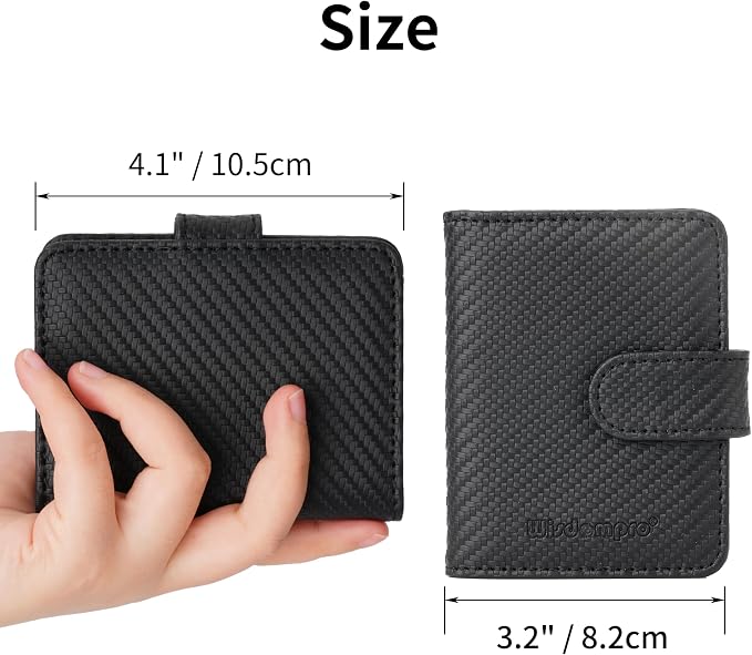 Wisdompro Slim Leather Credit Card Holder, Vertical Microfiber Black | RFID Blocking Wallet Debit Card Protector, Organizer Case, Card Case, 20 Card & 7 Memory Card Slots, with Magnetic Closure