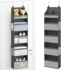 Lifewit 5 Tier Over the Door Diaper Organizer for Nursery, Large Heavy Duty Hanging Storage with 4 Mesh Side Pockets, Sturdy Back of Door Shelf for Baby Stuff Toy in Pantry, Laundry, Bathroom, Gray