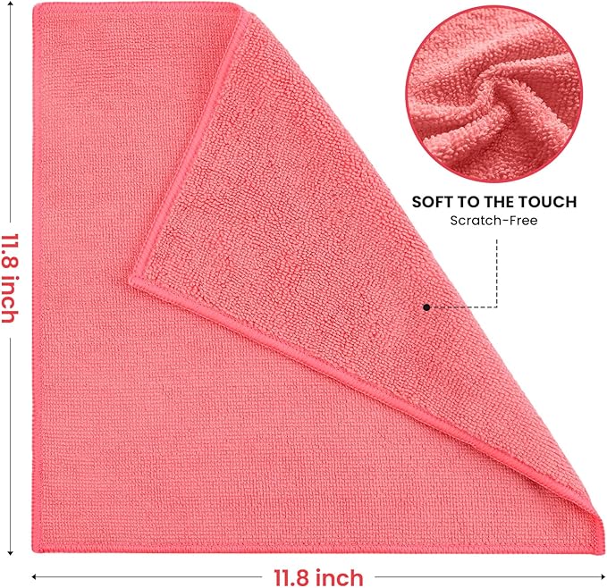 SIFANGKE Microfiber Cleaning Cloth, 12 Pack Assorted Color Cleaning Rags for Housekeeping, Colorful Reusable Microfiber Towels for Car, Kitchen, Bathroom and Household Cleaning Supplies, 11.8"X11.8"
