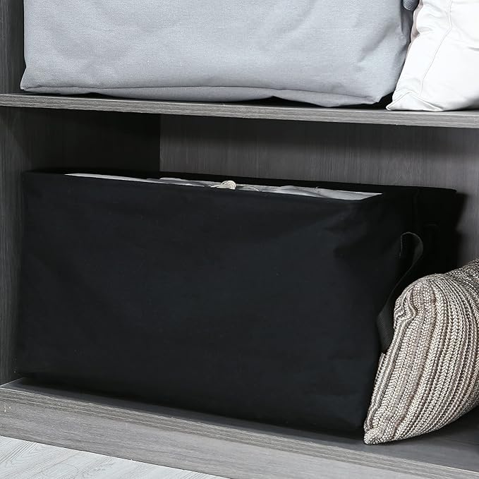 Hinwo 102L XXL Storage Bins, 2-Pack Closet Organizers and Storage, Foldable Clothes Storage Baskets with Handles, Containers for Clothing, Blanket, Comforters, Toys, Bedding (Black)