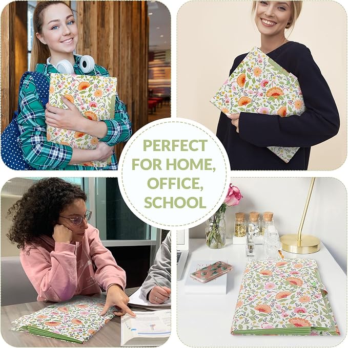 SKYDUE Accordion File Organizer, Floral Expanding File Folders with 5 Pockets, Cute Document Organizer for Paper Bills Receipt Storage, School Office & Hospital Supplies Letter/A4 Size Pea Green
