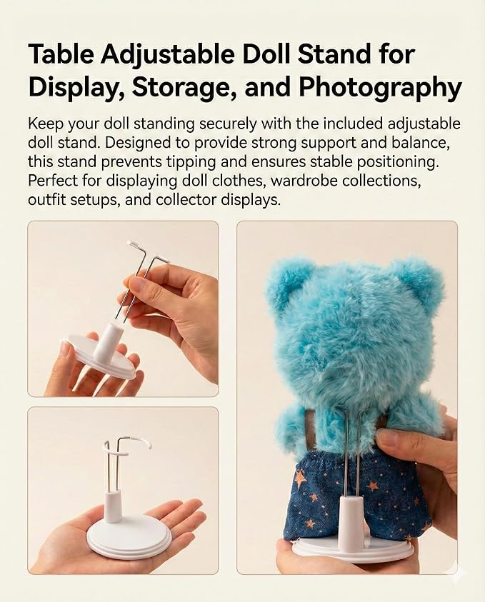 All in One Organize Kits Wardrobe Compatible with Labubu, Include Hangers,Clothes Rack &Stand, Display Case for Outfit Storage and Accessories Arts and Crafts Supplies,Closet Furniture Organizer