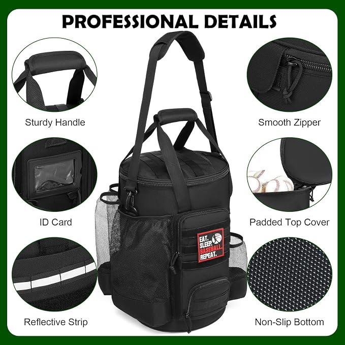 Baseball Bucket Bag, Softball Coaches Bags Fit 6 Gallon Buket | Baseball Coaching Accessories Organizer with Anti-Slip Bottom & Multiple Pockets for Bat, Gloves, Scoreboards