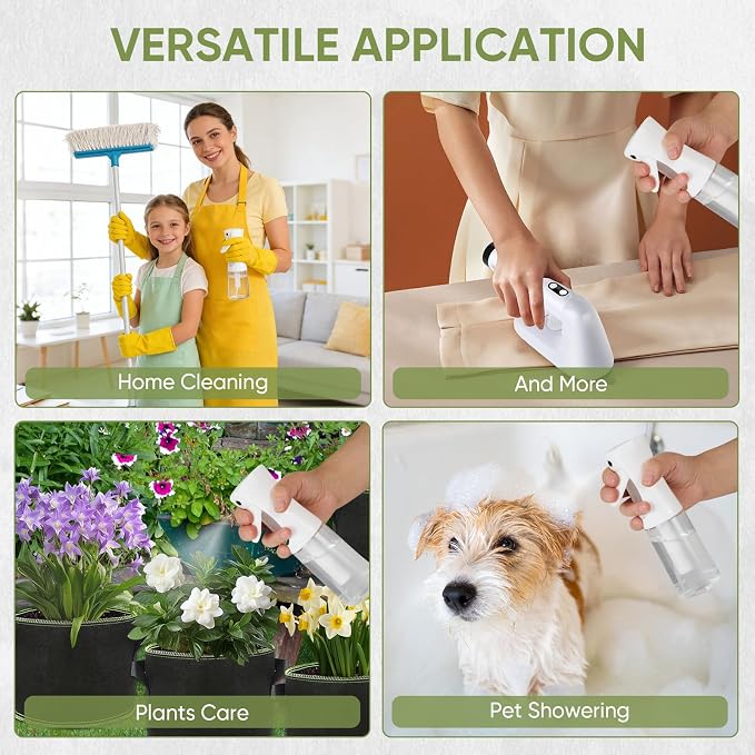 Continuous Spray Bottles, Ultra Fine Mist Sprayer, Spray Bottle For Hairstyling, Cleaning, Plants, Pets, Barbers, Salons (White)