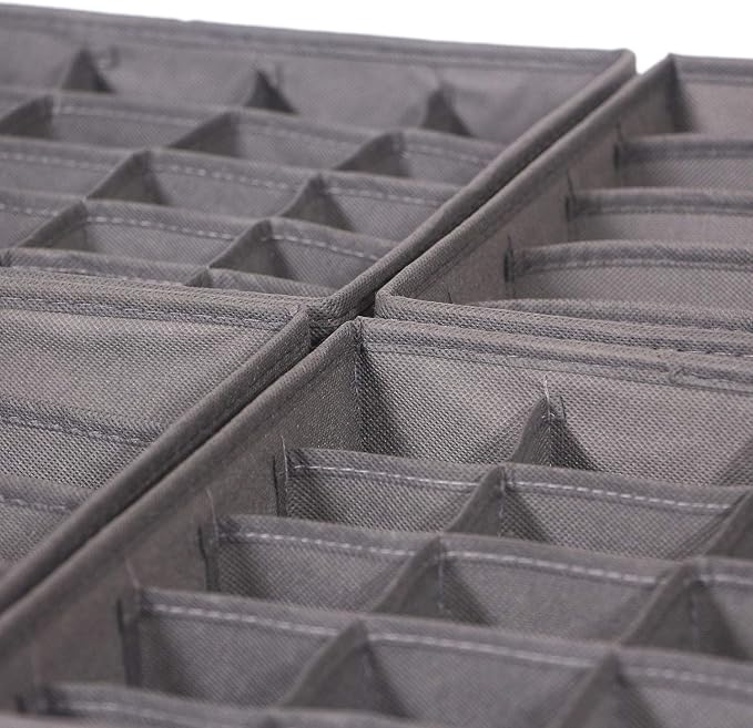 DIOMMELL 6 Pack Foldable Cloth Storage Box Closet Dresser Drawer Organizer Fabric Baskets Bins Containers Divider for Clothes Underwear Bras Socks Lingerie Clothing, M Grey 22-2000