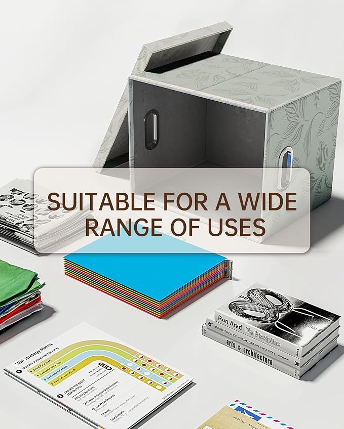 Oterri 2 Pack File Storage Organizer, Document Organizer, Portable File Box with Lid, Fit for Letter/Legal File Folder Storage,Leaf Gray-Box only