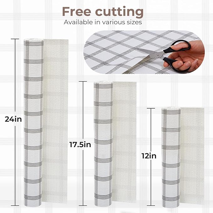 Coavas Shelf and Drawer Liner, Non Slip Extra Grip Non Adhesive Waterproof Thickened Cabinet Mat, Easy Cut for Kitchen Pantry Bathroom Dresser Cupboard (Stripe, 24IN x 10FT)