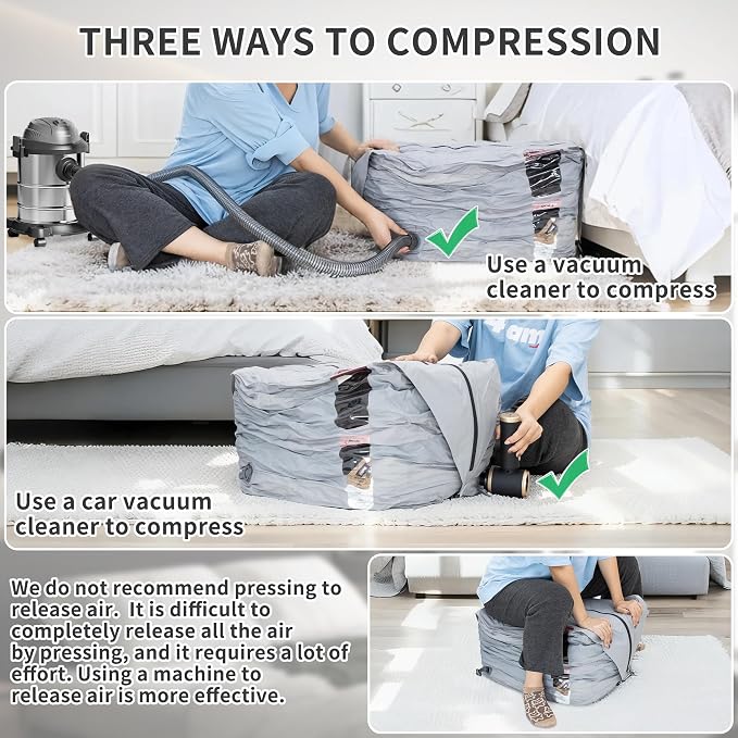 ONTYZZ 2 Pack Home Vacuum Bags Space Saver Compression Domestic Vacuum Sealer Bags for Clothes, Comforters, Blankets, Bedding